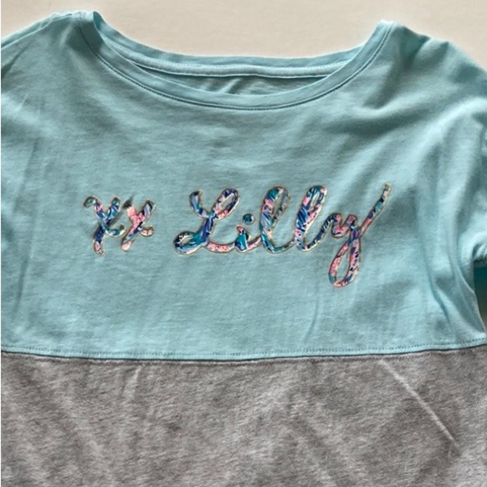 Girls Lilly Pulitzer Mini Finn Top Blue Oasis Tint - Picture 2 of 6